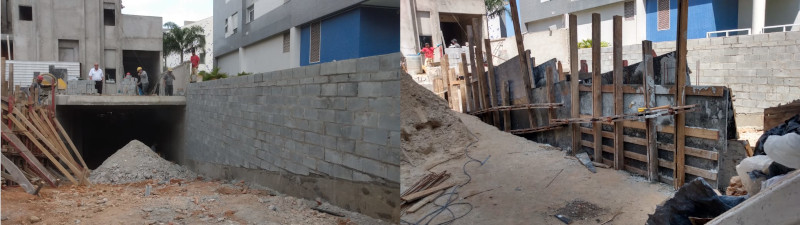Na semana que passou realizamos trabalhos de limpeza na obra. Avançamos nos trabalhos da rampa e rebouco da parede externa do lado da vila.